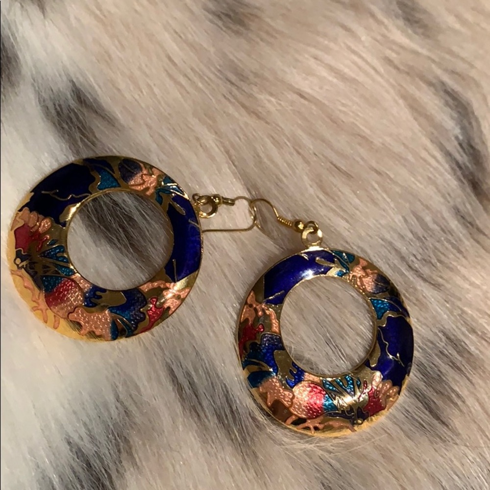 Handmade in Italy 14k gold and enamel earrings